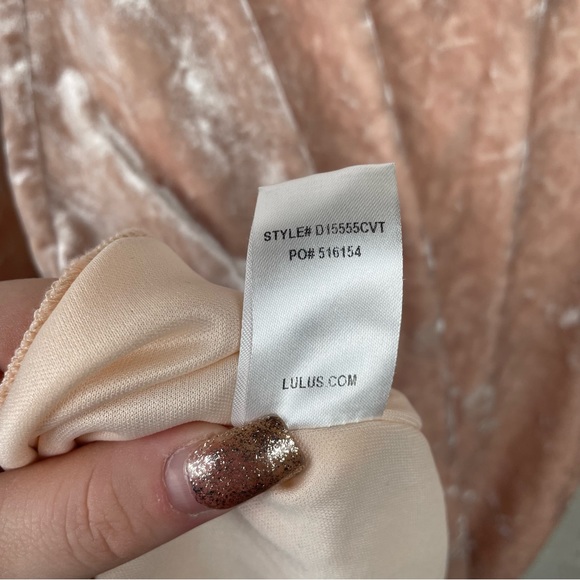 Lulu's Deja Vu Blush Pink Velvet Bodycon Long Sleeve Dress Medium - Picture 6 of 6